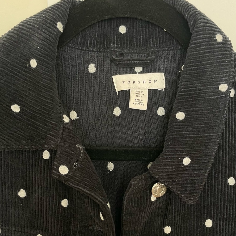 Topshop Black and White Polka Dot Corduroy Jacket